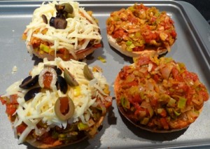 bagel tomate poireau - avant cuisson