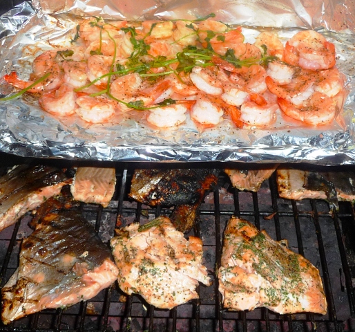 Saumon crevettes BBQ